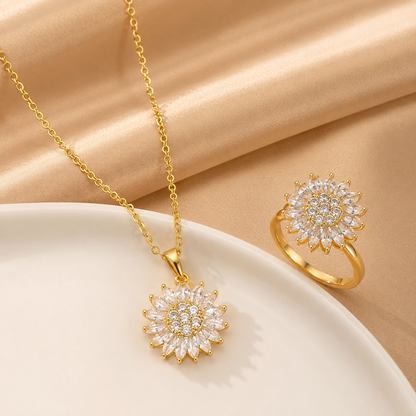 Set Girasol De Lujo: Collar + Anillo