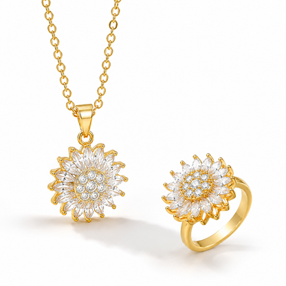 Set Girasol De Lujo: Collar + Anillo